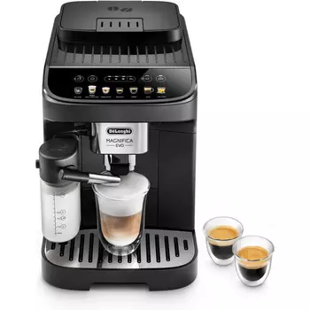 De'Longhi Кофемашина на 2 чашки с системой подачи молока LatteCrema, 7 рецептов, черная Magnifica Evo De'Longhi