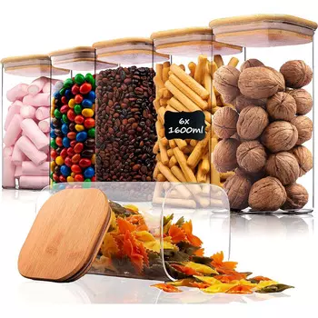 Deco Haus Набор банок для хранения 1,6 л 6 предметов Deco Haus