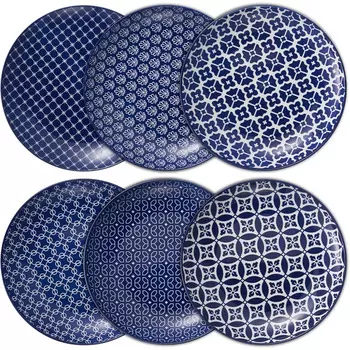 DOWAN Набор тарелок 22 см 6 предметов Vintage Blue DOWAN