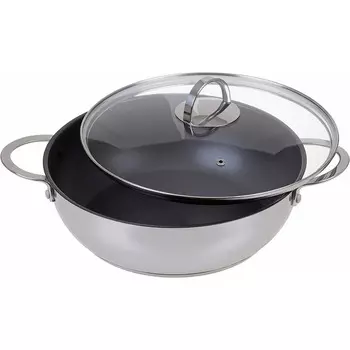 GRWE Глубокая сковорода из нержавеющей стали 28 см, с лопаткой в комплекте GRWE