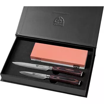 GRWE Набор ножей из дамасской стали с точильным камнем зернистостью 1000/3000, 4 предмета 179.3A GRWE