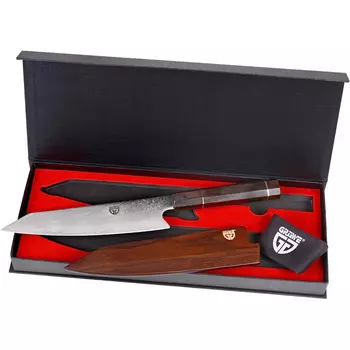 GRWE Поварской нож из 67 слоев дамасской стали 20 см, рукоять из дерева GRWE