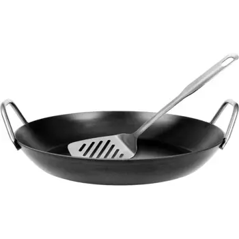 GRWE Сервировочная сковорода из кованого железа 32 см, с лопаткой в комплекте GRWE