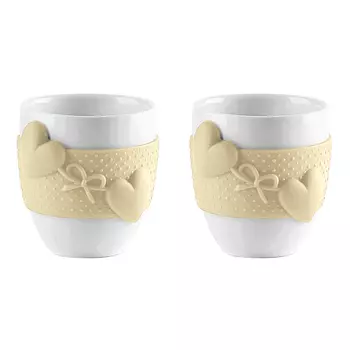 Guzzini Набор из 2-х чашек для кофе 80 мл белый/жёлтый Love Guzzini