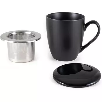 Hansekche Чашка с крышкой и ситечком 600 мл, черная Hansekche