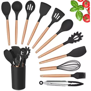 Herogo Набор силиконовых кухонных принадлежностей 12 предметов, черный Herogo