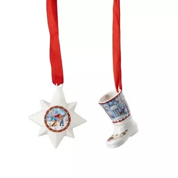 Hutschenreuther Набор из 2 елочных украшений звезда/сапог 6,8 см Christmas Collectors Hutschenreuther
