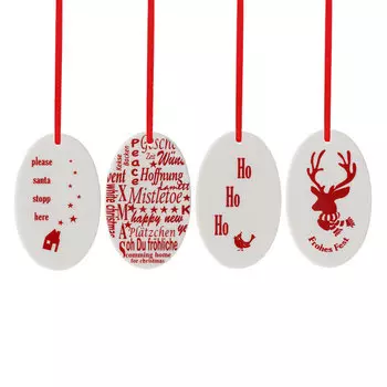 Hutschenreuther Подвеска рождественская 4 шт. 7,5 x 4,5 см Merry Christmas Hutschenreuther