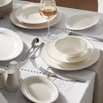 KARACA Набор столовой посуды на 12 человек 56 предметов, фарфор Lexi Platinum KARACA