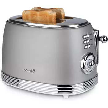 Korona Тостер в стиле ретро на 2 ломтика 850 Вт, серый 21667 Korona