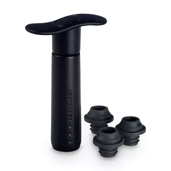 Le Creuset Набор из вакуумной помпы для вина и 3 пробок WA137 Black Le Creuset