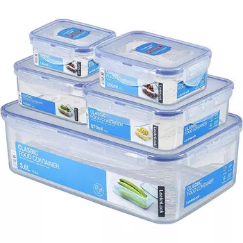 LocknLock Набор контейнеров 5 предметов 180 мл, 350 мл, 600 мл, 870 мл, 3,6 л, LOCK & LOCK