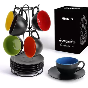 MIAMIO Набор чашек 175 мл с блюдцем и подставкой, 6 предметов Le Papillon Collection MIAMIO