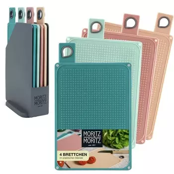 Moritz & Moritz Набор из 4 разделочных досок с подставкой 20,5 x 14,5 см Multicolor Moritz & Moritz