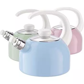 RIESS Чайник со свистком 2 л 22 см, эмалированный, зеленый Riess 0543-015