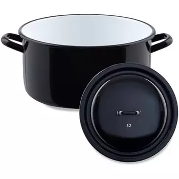 RIESS Кастрюля 12 л 32 см, эмалированная, черная Riess 516-17