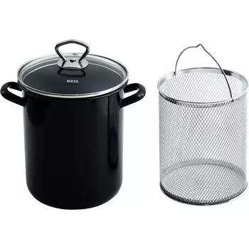 RIESS Кастрюля для лапши, спагетти, макарон 3.5 л, эмалированная, черная Riess 0344-022