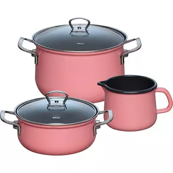 RIESS Набор кухонной посуды 3 предмета, эмалированный, розовый Riess 0520-114