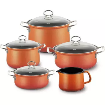 RIESS Набор кухонной посуды 5 предметов, эмалированный, коралловый Novelle Coral 0584-034 Riess