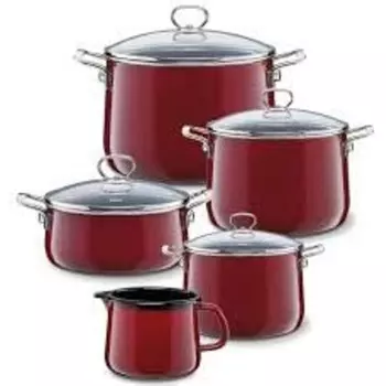RIESS Набор кухонной посуды 5 предметов, эмалированный, красный Riess 0546-008
