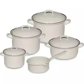 RIESS Набор кухонной посуды 5 предметов, эмалированный, белый Riess 0547-033