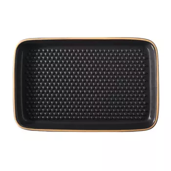 Rmertopf Блюдо для гриля с круглой решеткой прямоугольное, 34 x 23 x 3,5 см, черное, Rmertopf BBQ Rmertopf