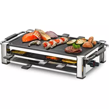 Rommelsbacher Гриль-раклетница ROMMELSBACHER RCC 1500 / 1500 Вт / на 8 человек / антипригарное покрытие / хром