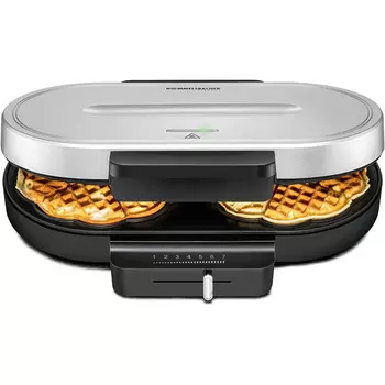 Rommelsbacher Вафельница ROMMELSBACHER / 1250 Вт / поверхность плиты 16 см / 2 плиты / черный, серебряный