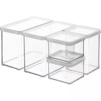 Rotho Набор банок с крышками, 5 предметов 2 x 2,1 л, 1 x 1,0 л, 2 x 0,5 л, пластик Rotho