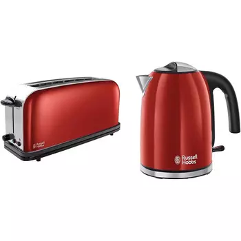 Russell Hobbs Тостер с широким слотом и 6-ю уровнями мощности и чайник 1,7 л, 2400 Вт Russell Hobbs Colours+