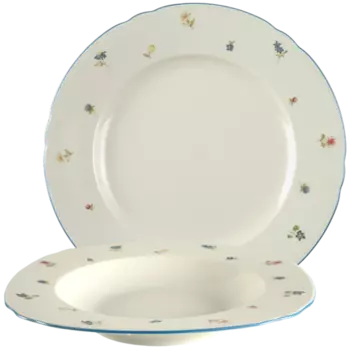 Seltmann Weiden Набор тарелок 12 предметов Streublume blauer Rand Marie-Luise Seltmann