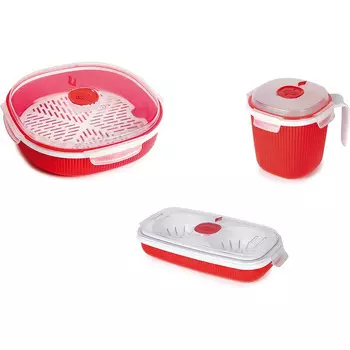 SNIPS Набор контейнеров для микроволновой печи 3 предмета, красные Snips