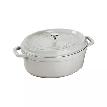 Staub Кастрюля / жаровня овальная 27 см с крышкой белая White Truffle Staub