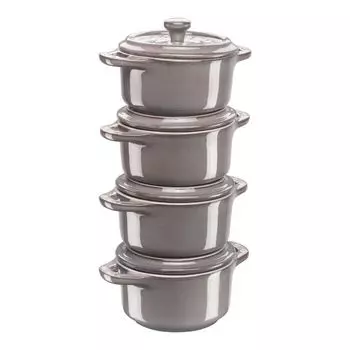 Staub Кокот круглый 10 см, 4 предмета серый Staub