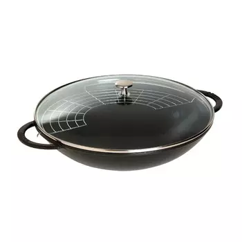 Staub Вок со стеклянной крышкой 37 см, черный Staub