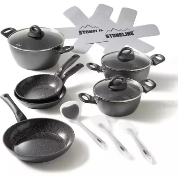 STONELINE Набор кухонной посуды 14 предметов, черный 15710 STONELINE