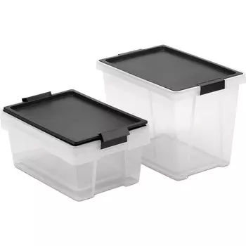 TATAY Набор контейнеров с ручками 3 предмета 2 x 7 л, 1 x 15 л, черные TATAY