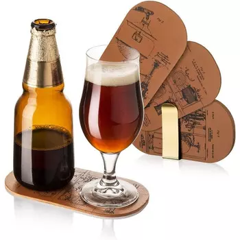 Vacu Vin Набор кожаных подставок для бутылок, 6 предметов, коричневый Vacu Vin