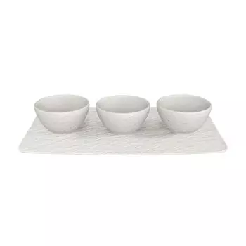 Villeroy & Boch Набор из 3 пиал с блюдом-подставкой White Manufacture Rock Blanc Villeroy & Boch