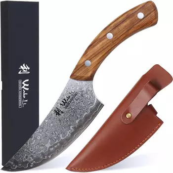 Wakoli Малый поварской нож из японской стали с рукояткой из оливкового дерева и кобурой 13 см Wakoli