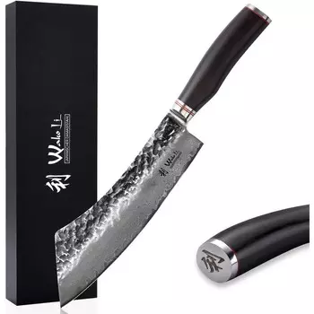 Wakoli Нож из натуральной из дамасской стали с рукояткой из молота и дерева пака 22,5 см 67 слоев Wakoli