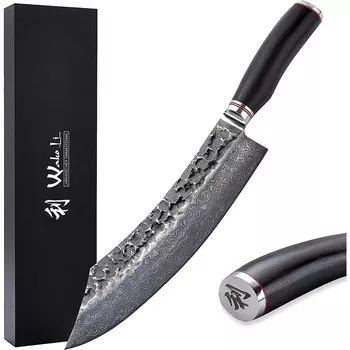 Wakoli Профессиональный поварской нож из настоящей дамасской стали с дерева пакка 25 см Wakoli Ebo