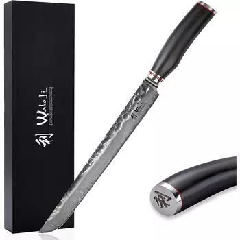 Wakoli Профессиональный поварской нож из настоящей дамасской стали с рукояткой из дерева пакка 27,5см Wakoli Hamokiri