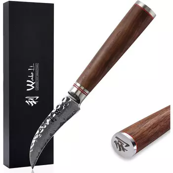 Wakoli Профессиональный поварской нож из настоящей дамасской стали с рукояткой из орехового дерева Wakoli