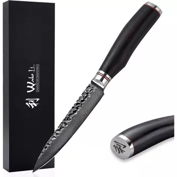 Wakoli Профессиональный универсальный нож из настоящей дамасской стали 12 см Wakoli Ebo