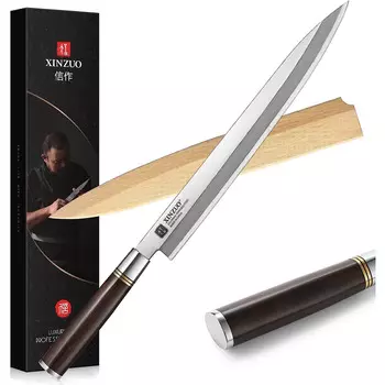 XINZUO Филейный нож 30 см, с защитой лезвия из березы Yanagiba HE XINZUO