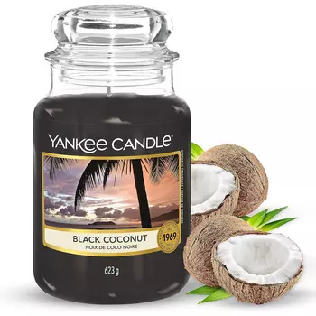 Yankee Candle Ароматическая свеча в банке, чёрный кокос, время горения до 150 часов Yankee Candle