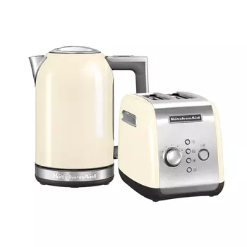 Набор Завтрак KitchenAid Тостер 5KMT221EAC + Чайник 5KEK1722EAC, кремовый