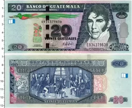 Банкнота 20 куэталь Гватемалы 2008 года Портрет М
