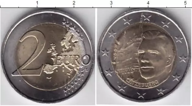 Монета 2 евро Люксембурга 2007 года Биметалл Великий Герцог Анри и его официальная резиденция